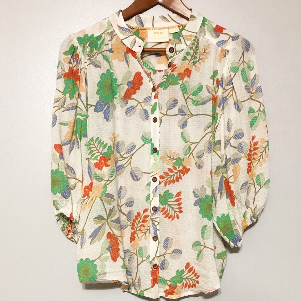 Anthro Maeve Boho Floral Peasant Top
